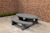 Ensemble pique-nique Standard ovale béton anthracite