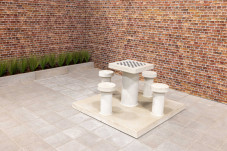 Checkers Table, Natural Concrete,  seats 4 people