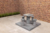 Checkers Table, Anthracite-Concrete,  seats 4 people