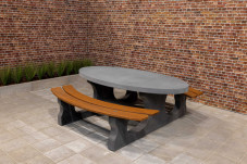 Picnic table DeLuxe Oval Anthracite-Concrete