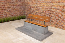 Bench DeLuxe with bottom plate and backrest Anthracite-Concrete